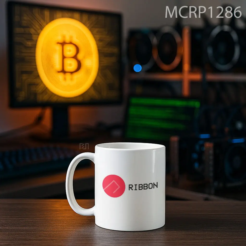 Ribbon Finance Trade Logo Mug - Sudut 2
