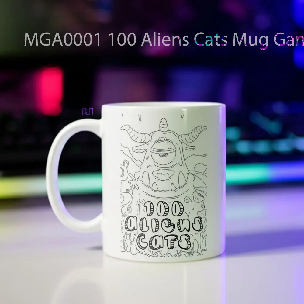 100 Aliens Cats Game Mug - Sudut 2
