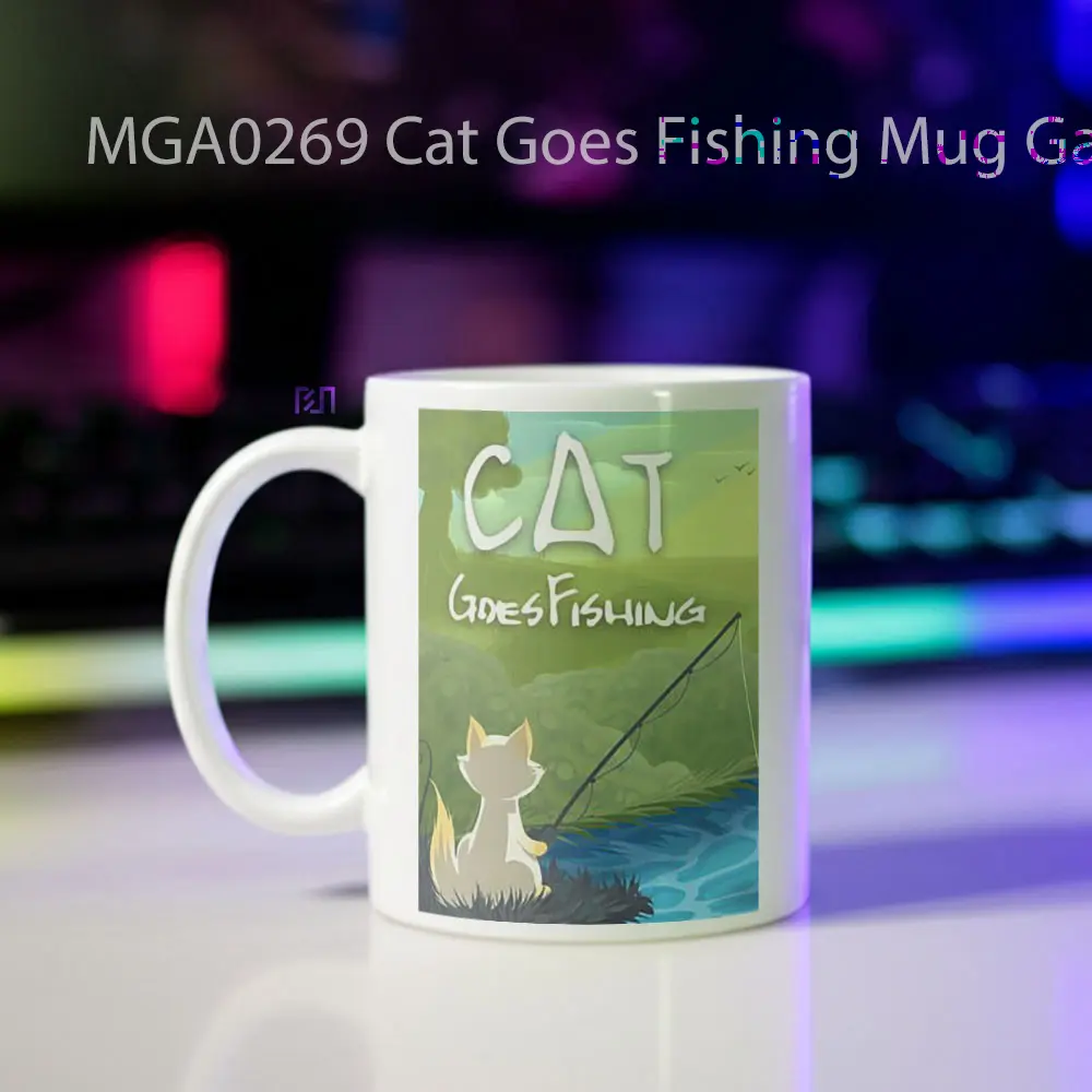 Cat Goes Fishing Game Mug - Sudut 2