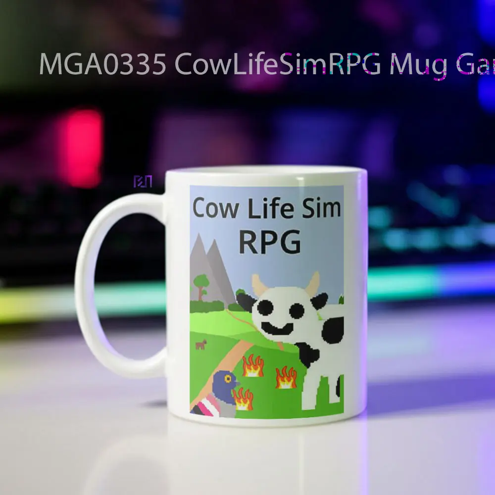 Cow Life Sim RPG Game Mug - Sudut 2