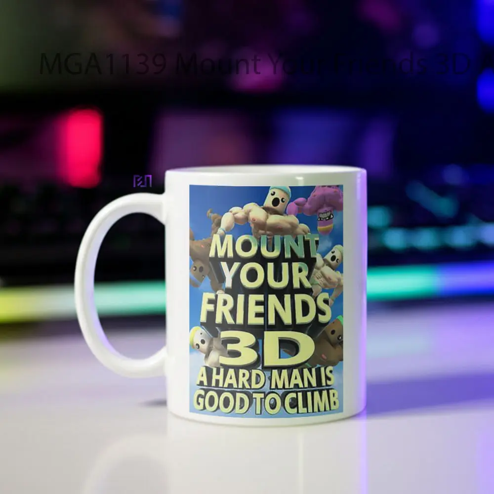 Mount Your Friends 3D A Hard Man is Good to Climb Game Mug - Sudut 2