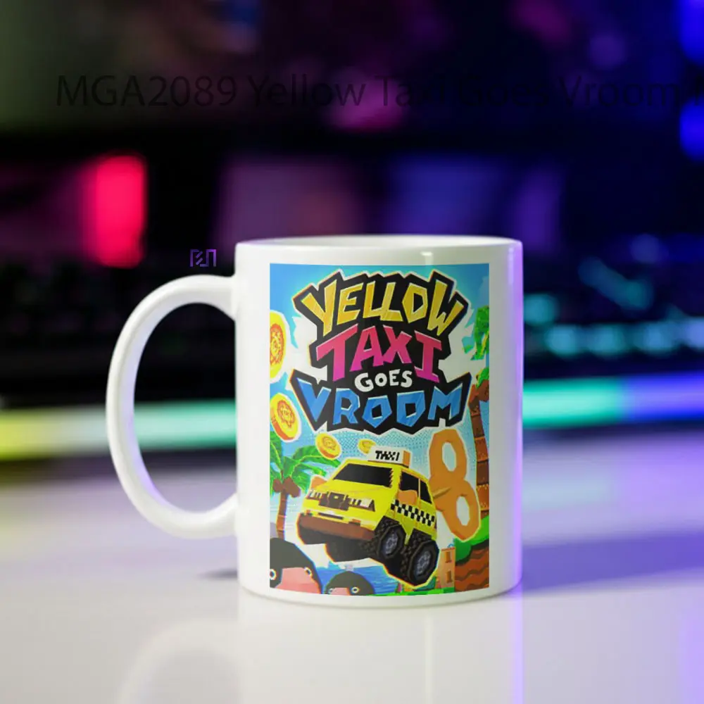 Yellow Taxi Goes Vroom Game Mug - Sudut 2