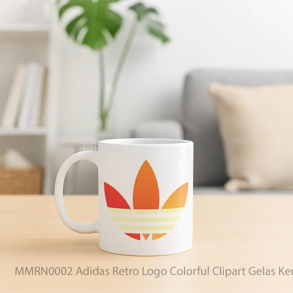 Adidas Retro Logo Colorful Clipart Gelas Keramik Mug - Sudut 2