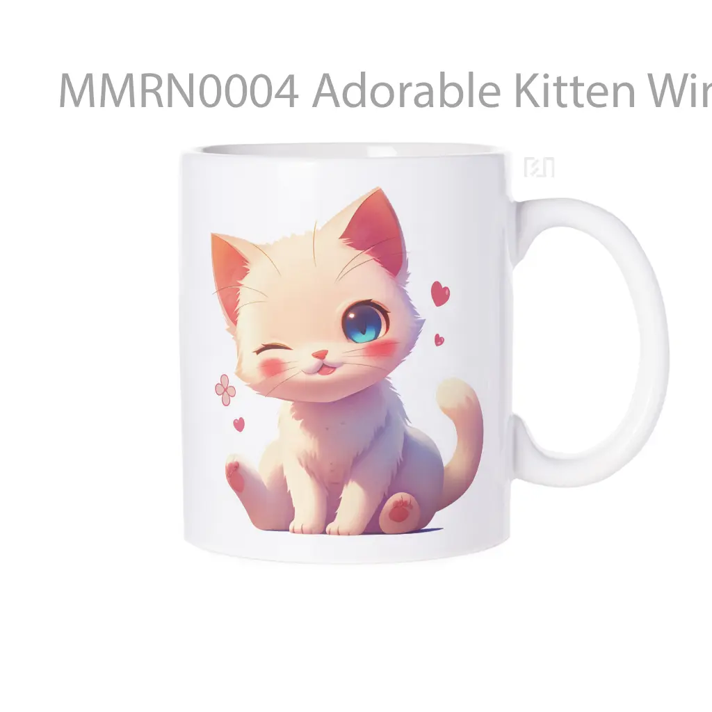 Adorable Kitten Winking Gelas Keramik Mug