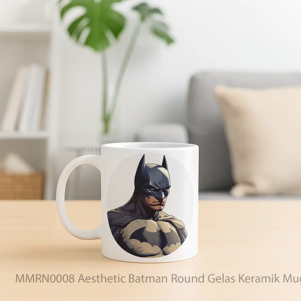 Aesthetic Batman Round Gelas Keramik Mug - Sudut 2