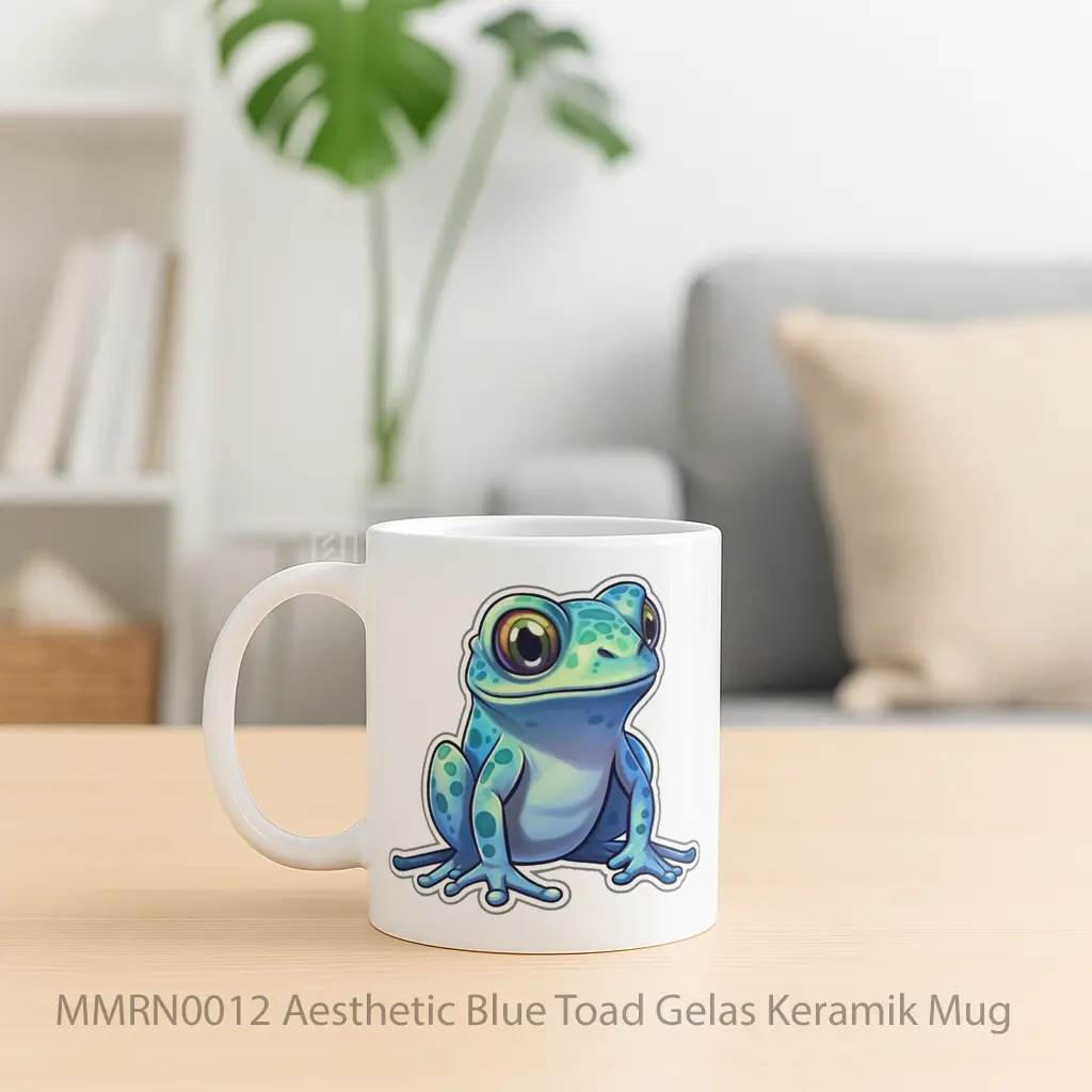 Aesthetic Blue Toad Gelas Keramik Mug - Sudut 2