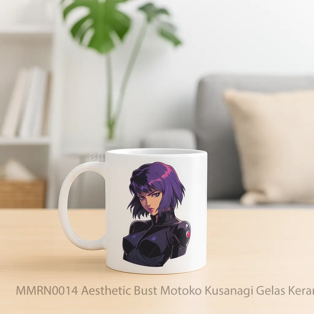 Aesthetic Bust Motoko Kusanagi Gelas Keramik Mug - Sudut 2