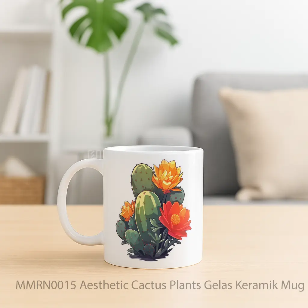 Aesthetic Cactus Plants Gelas Keramik Mug - Sudut 2