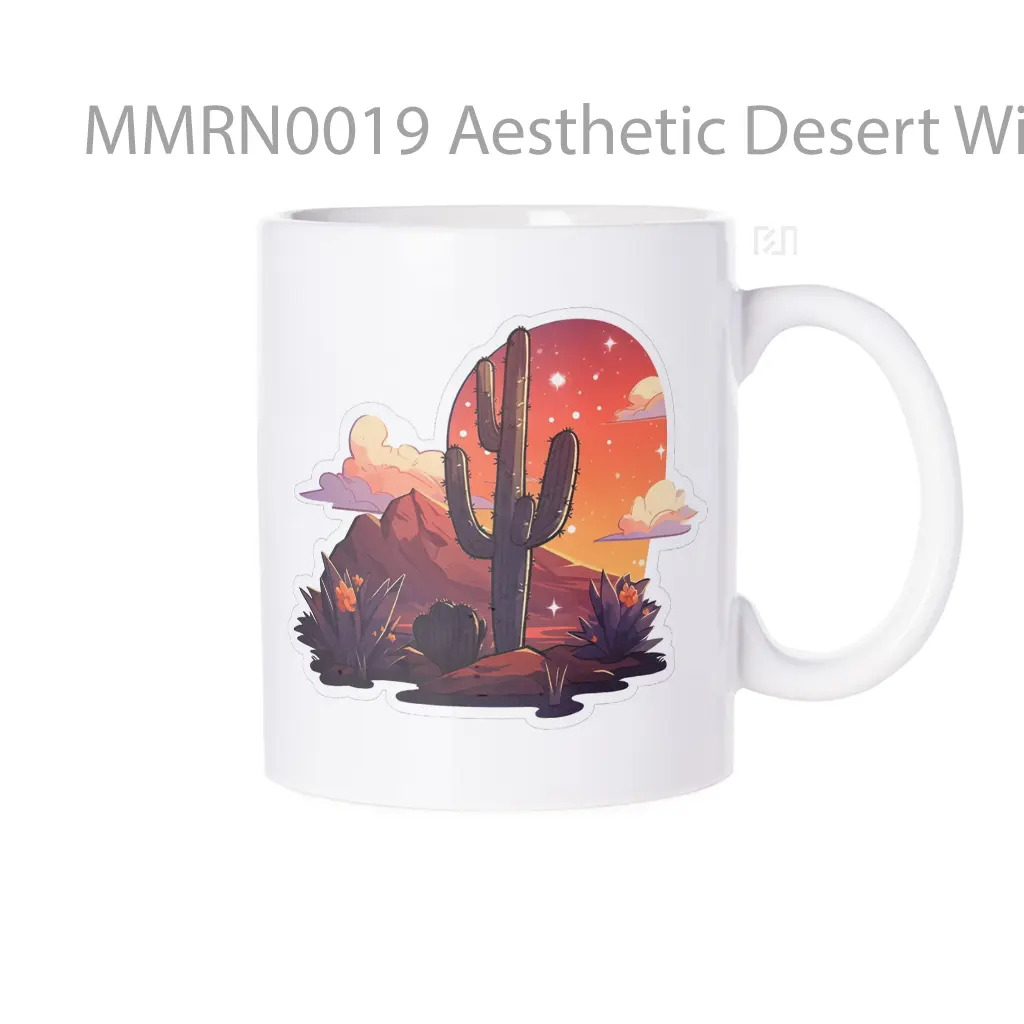 Aesthetic Desert With Cactus Gelas Keramik Mug