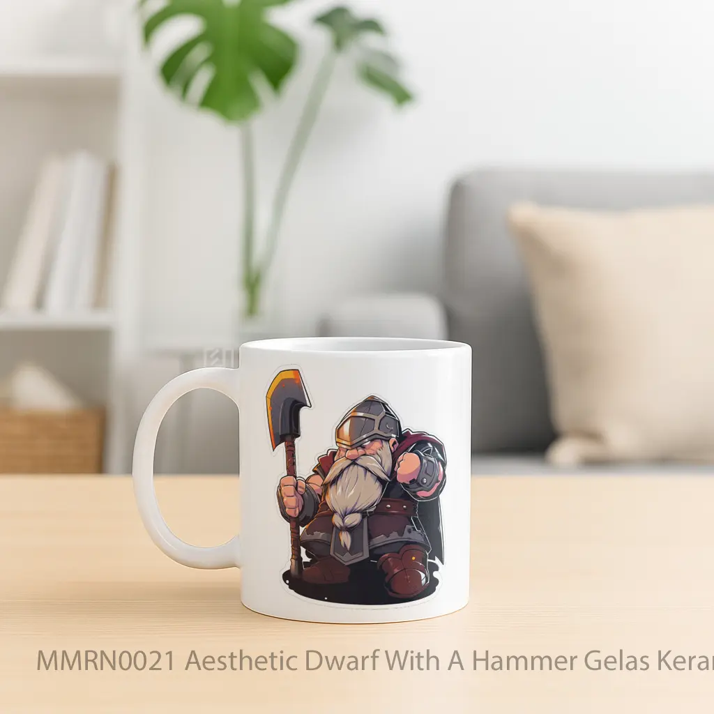 Aesthetic Dwarf With A Hammer Gelas Keramik Mug - Sudut 2