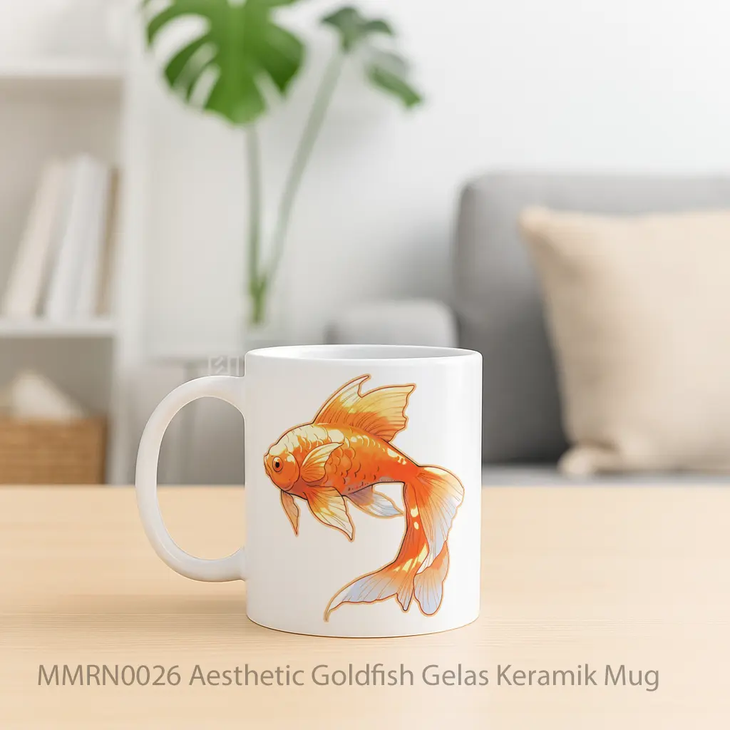 Aesthetic Goldfish Gelas Keramik Mug - Sudut 2