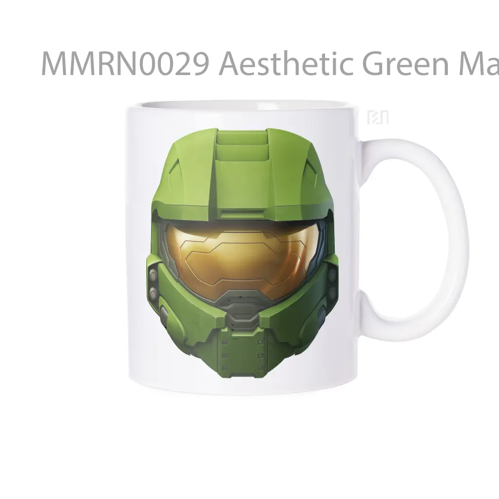 Aesthetic Green Master Chief Helmet Gelas Keramik Mug