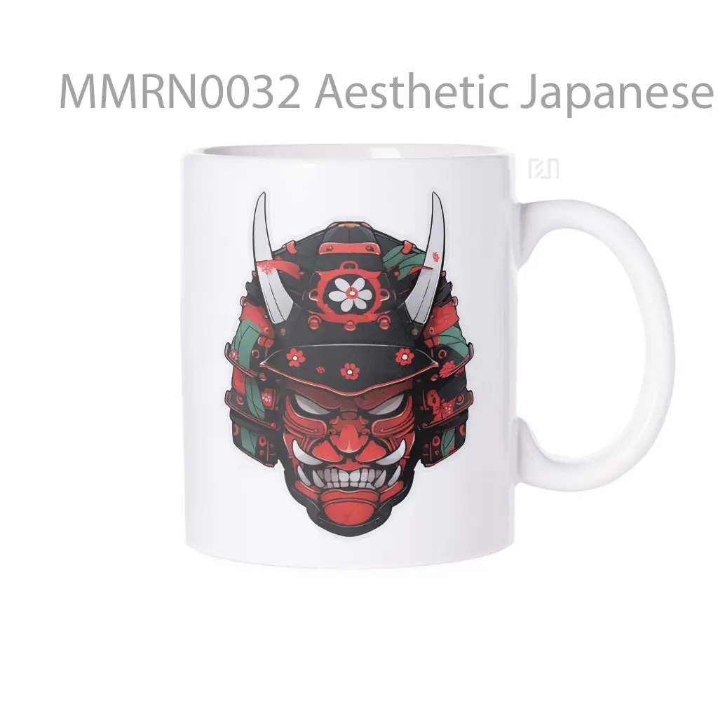 Aesthetic Japanese Samurai Mask Gelas Keramik Mug