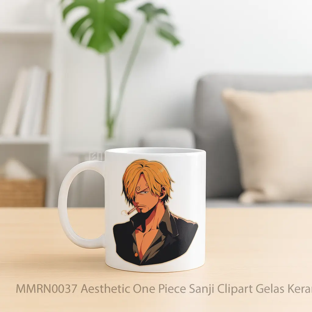 Aesthetic One Piece Sanji Clipart Gelas Keramik Mug - Sudut 2