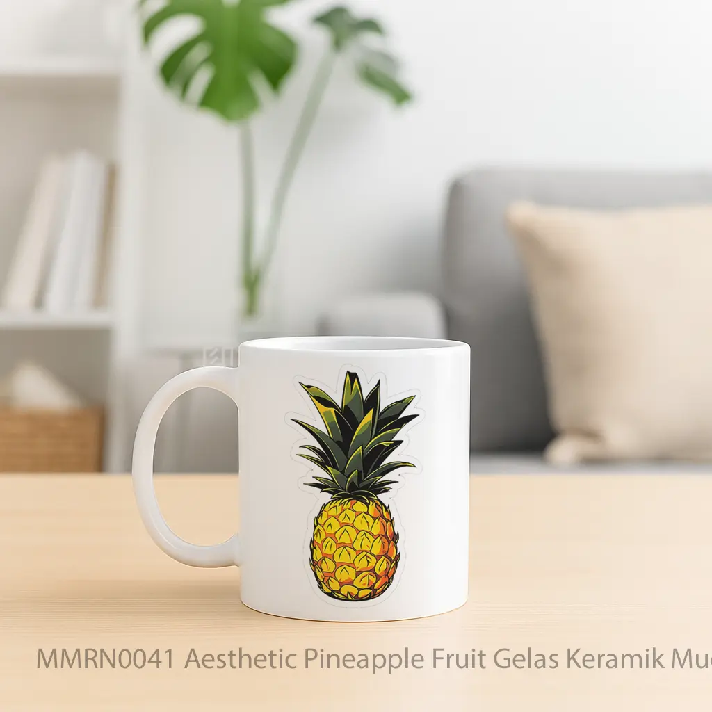 Aesthetic Pineapple Fruit Gelas Keramik Mug - Sudut 2