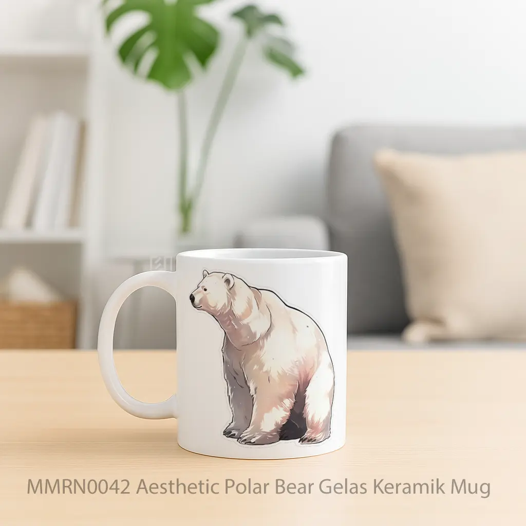Aesthetic Polar Bear Gelas Keramik Mug - Sudut 2