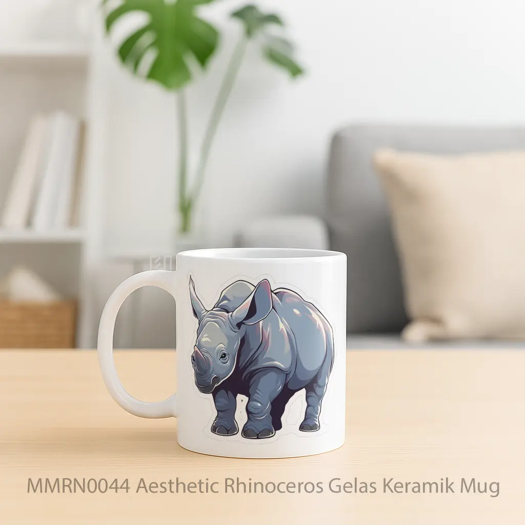 Aesthetic Rhinoceros Gelas Keramik Mug - Sudut 2