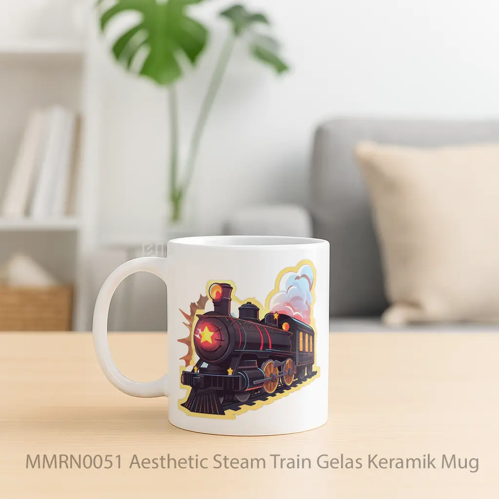 Aesthetic Steam Train Gelas Keramik Mug - Sudut 2