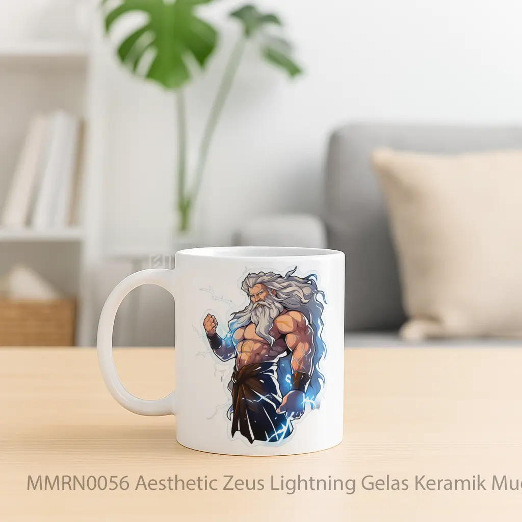Aesthetic Zeus Lightning Gelas Keramik Mug - Sudut 2