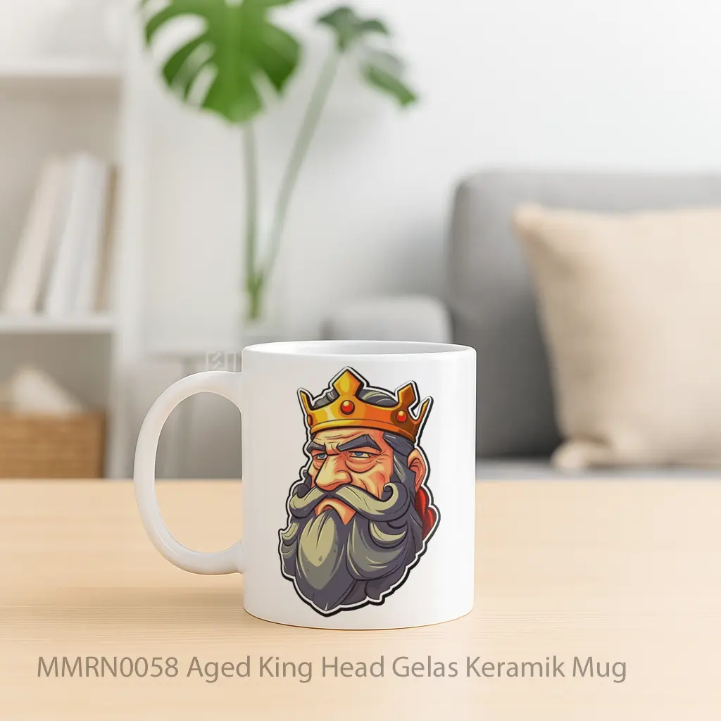 Aged King Head Gelas Keramik Mug - Sudut 2