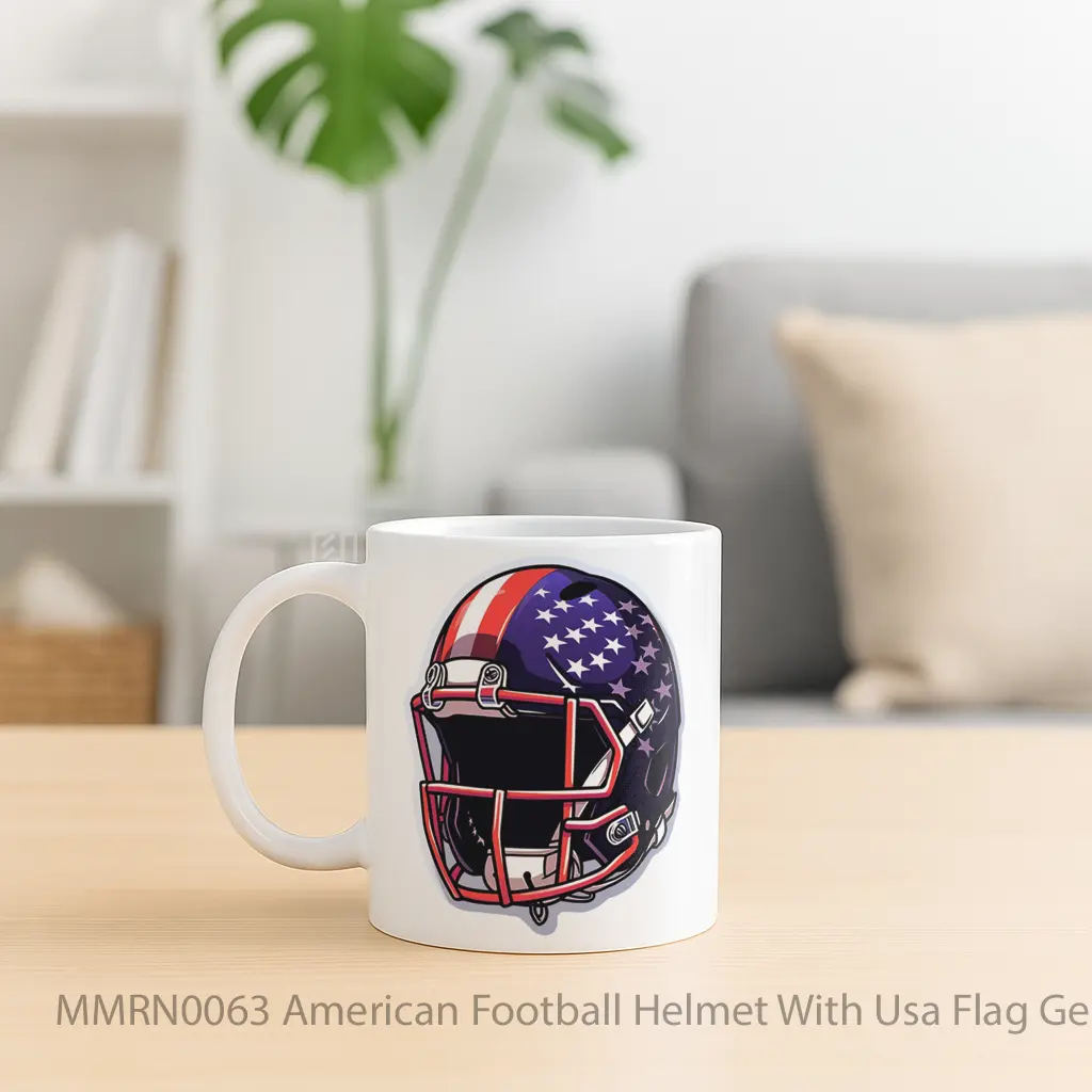 American Football Helmet With Usa Flag Gelas Keramik Mug - Sudut 2