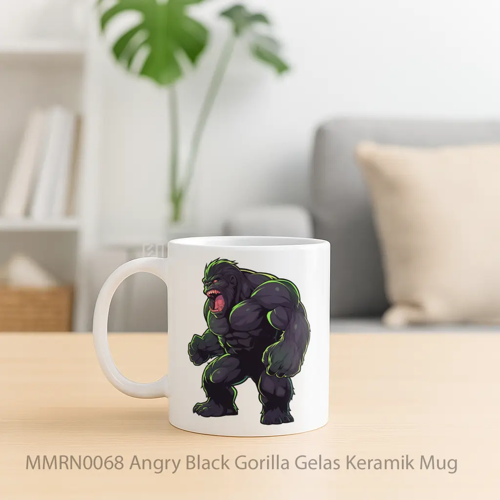 Angry Black Gorilla Gelas Keramik Mug - Sudut 2