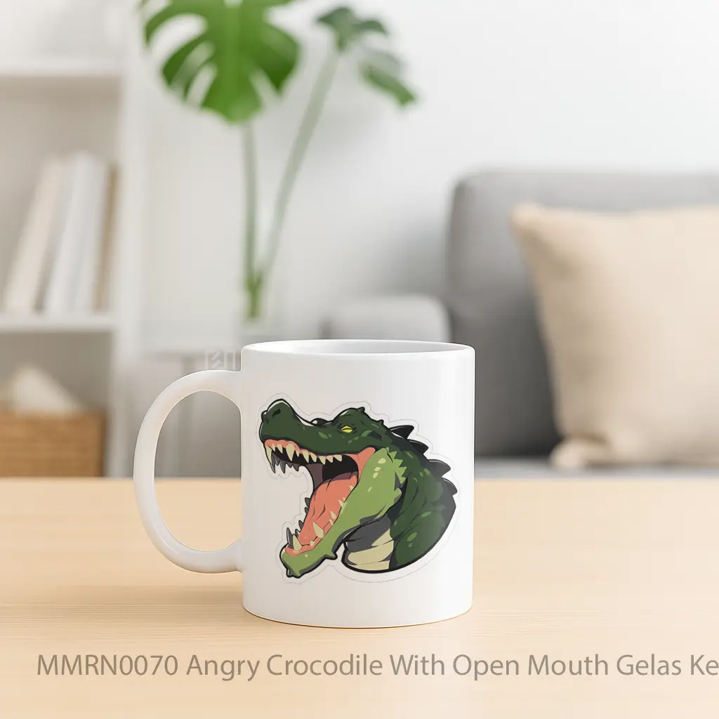 Angry Crocodile With Open Mouth Gelas Keramik Mug - Sudut 2