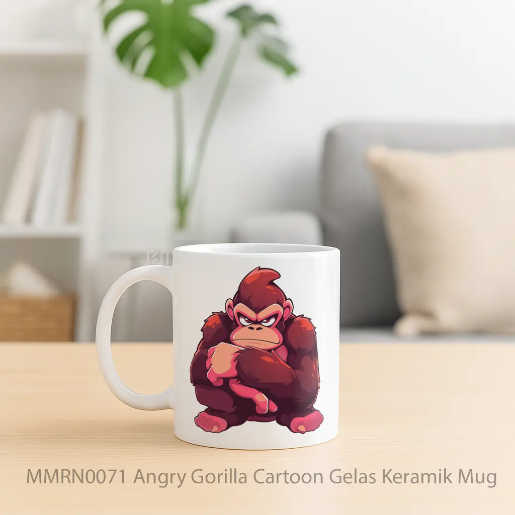 Angry Gorilla Cartoon Gelas Keramik Mug - Sudut 2