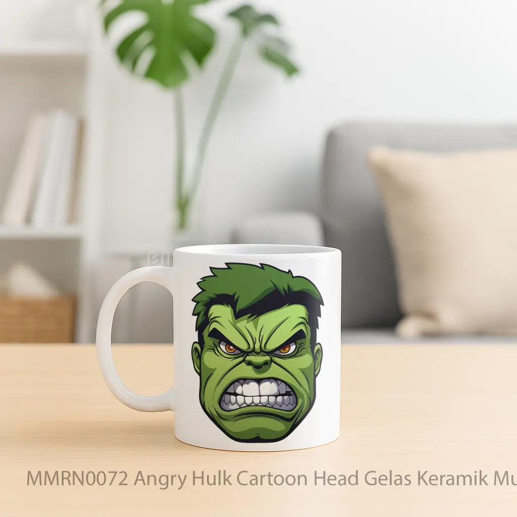 Angry Hulk Cartoon Head Gelas Keramik Mug - Sudut 2