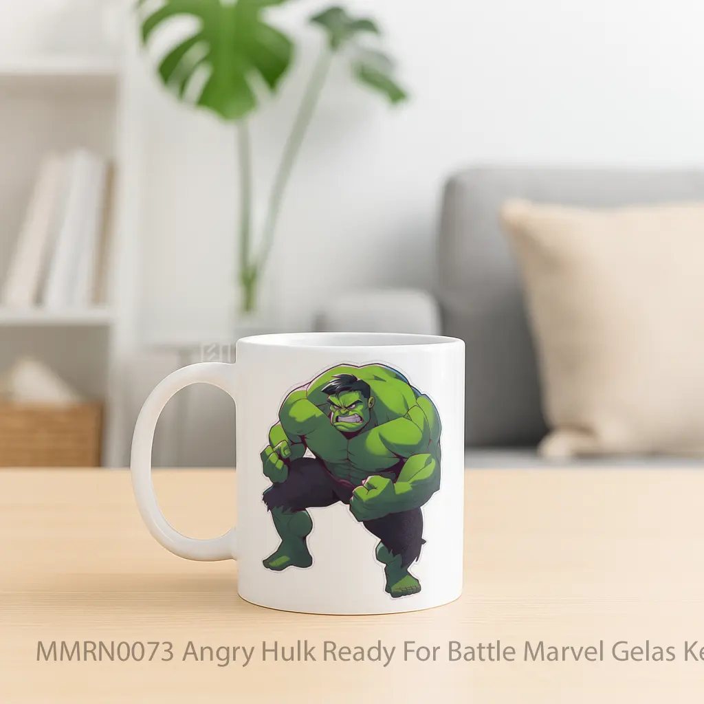 Angry Hulk Ready For Battle Marvel Gelas Keramik Mug - Sudut 2