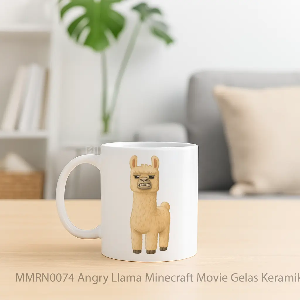 Angry Llama Minecraft Movie Gelas Keramik Mug - Sudut 2