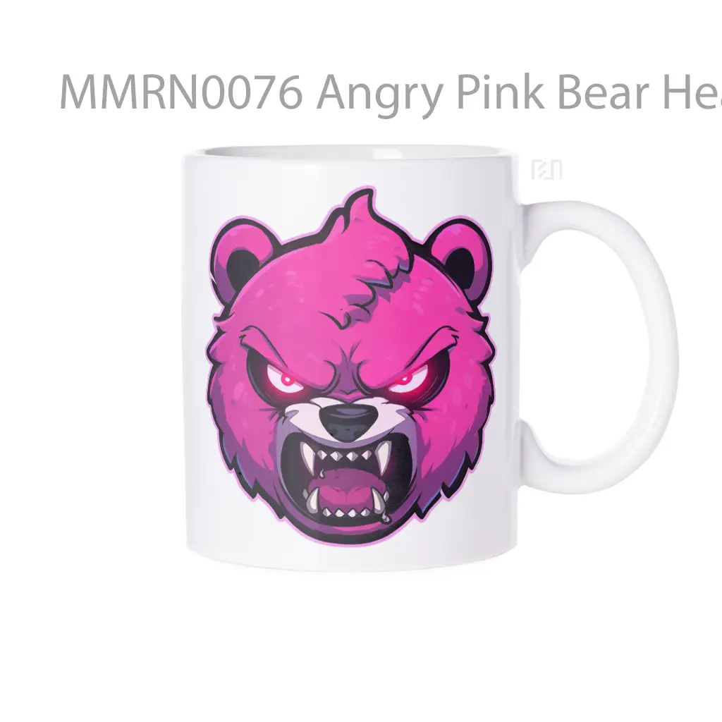 Angry Pink Bear Head Gelas Keramik Mug