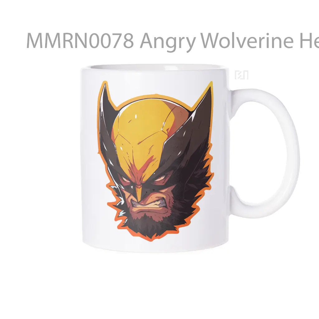 Angry Wolverine Head Orange Stroke Gelas Keramik Mug