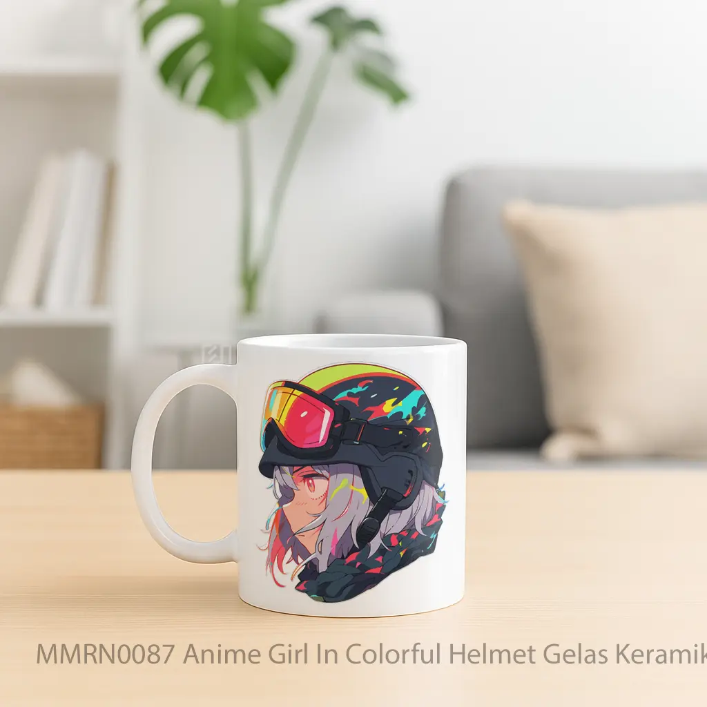 Anime Girl In Colorful Helmet Gelas Keramik Mug - Sudut 2