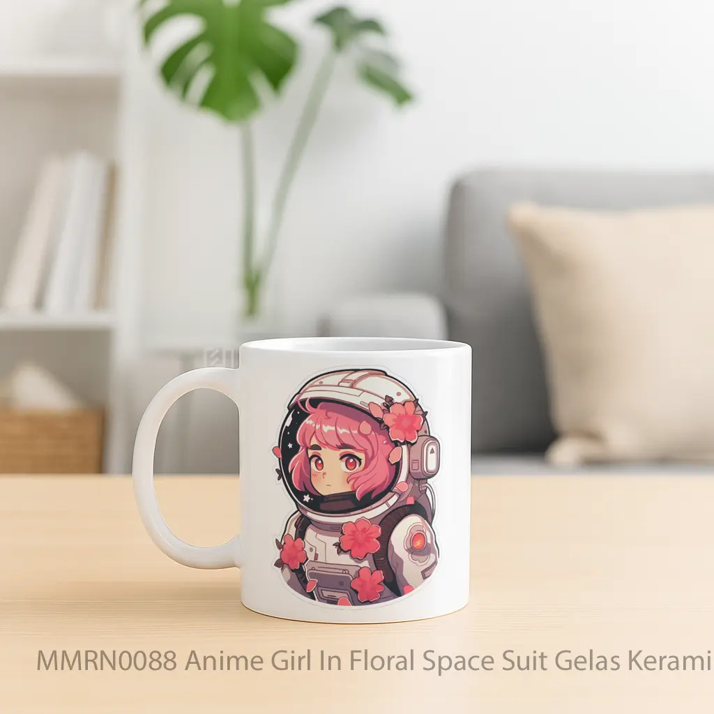 Anime Girl In Floral Space Suit Gelas Keramik Mug - Sudut 2