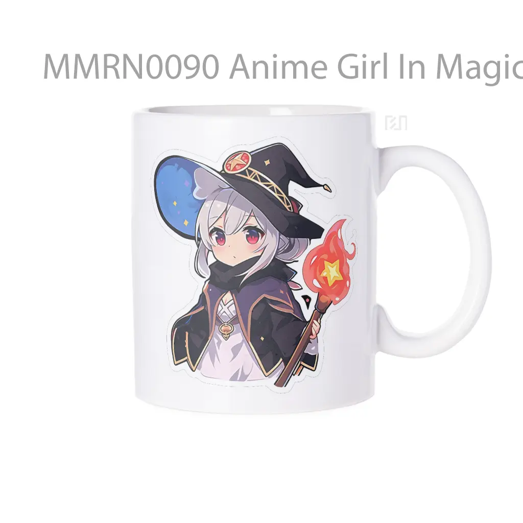 Anime Girl In Magical Hat With Torch Gelas Keramik Mug
