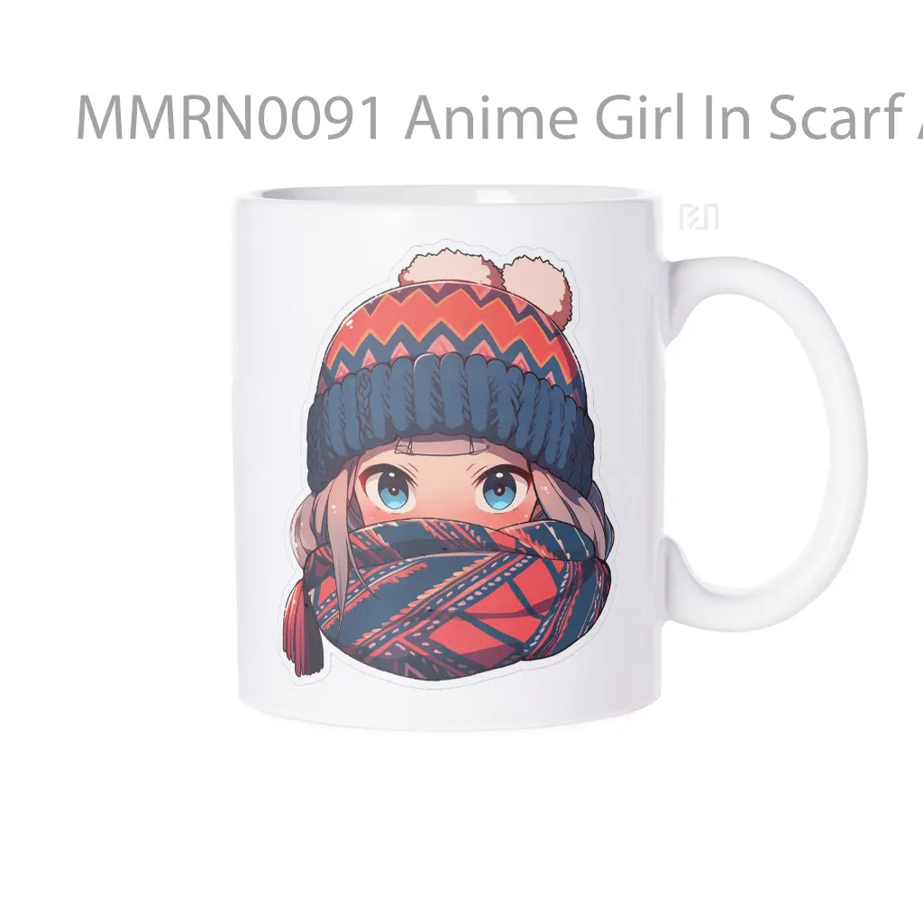 Anime Girl In Scarf And Knitted Hat Gelas Keramik Mug