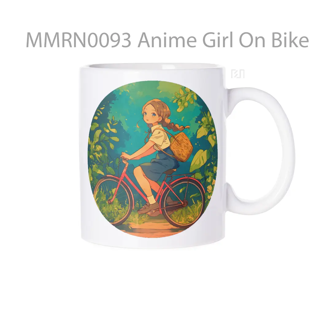 Anime Girl On Bike Round Gelas Keramik Mug