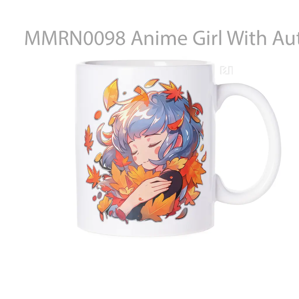 Anime Girl With Autumn Leaves Gelas Keramik Mug