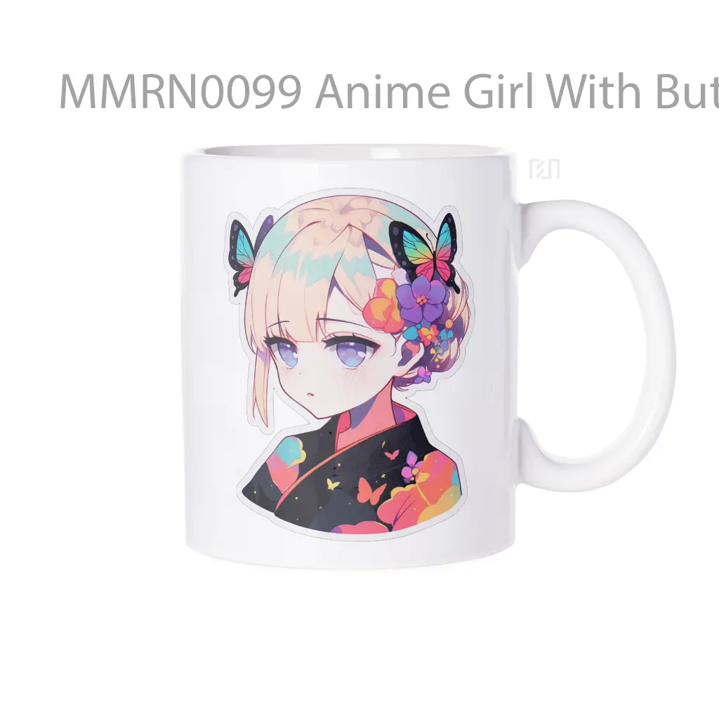 Anime Girl With Butterflies Gelas Keramik Mug
