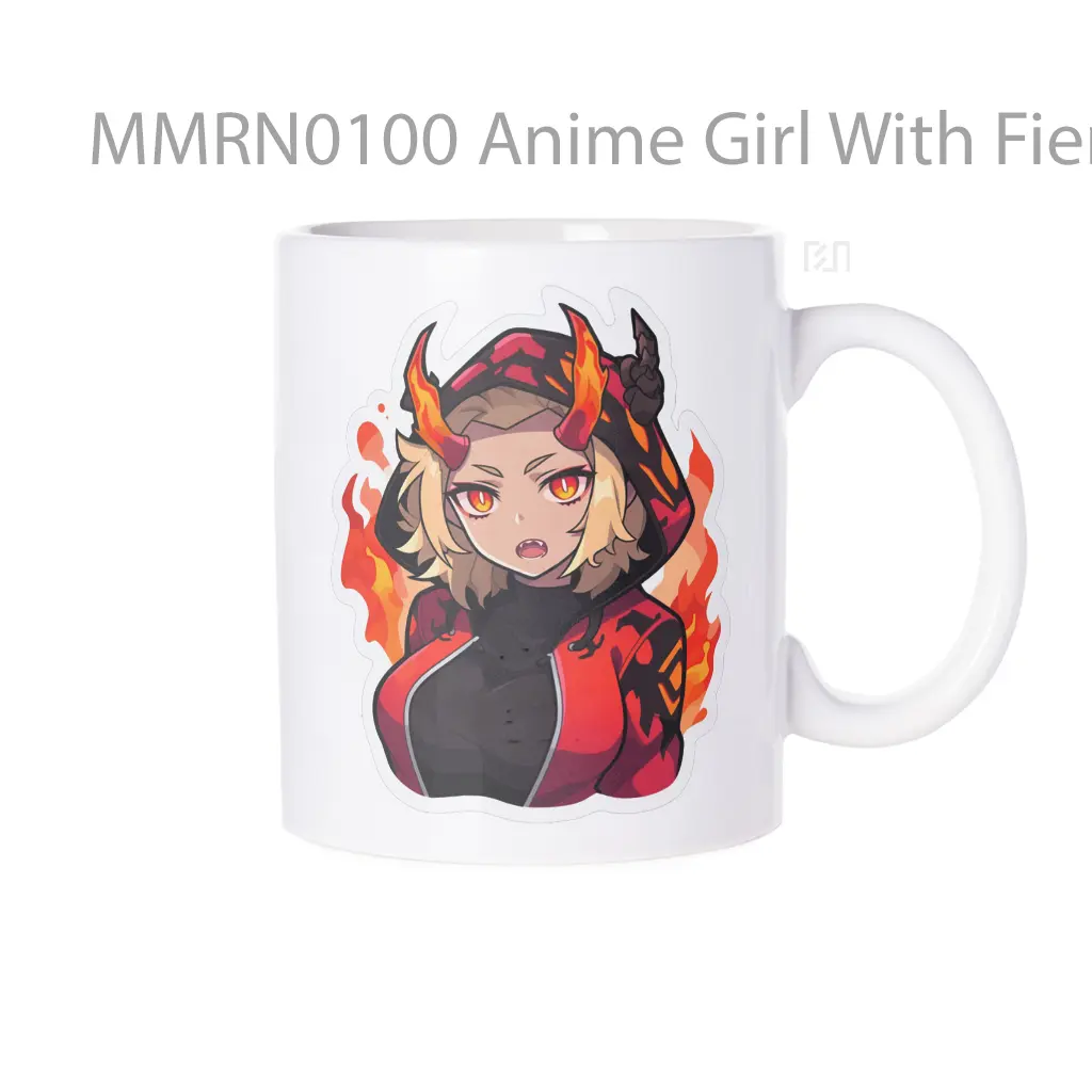 Anime Girl With Fiery Horns Gelas Keramik Mug