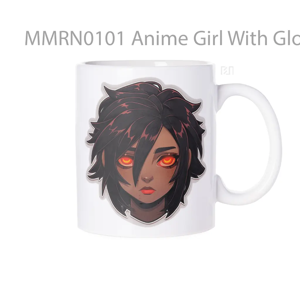 Anime Girl With Glowing Orange Eyes Gelas Keramik Mug