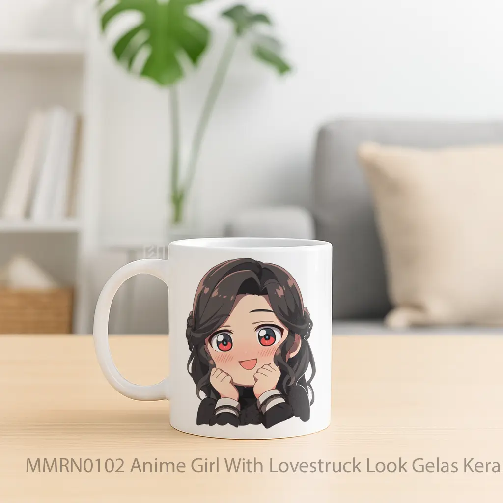 Anime Girl With Lovestruck Look Gelas Keramik Mug - Sudut 2