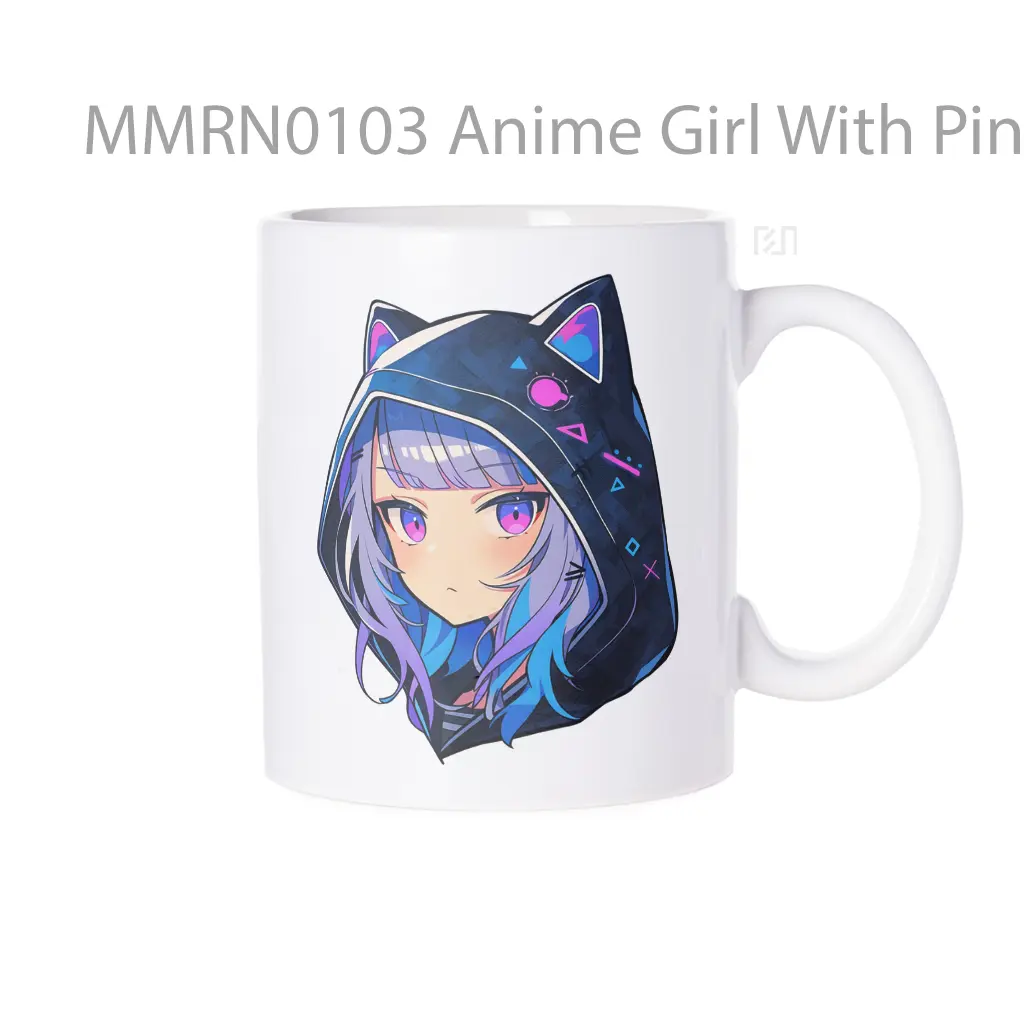 Anime Girl With Pink Purple Eyes Gelas Keramik Mug