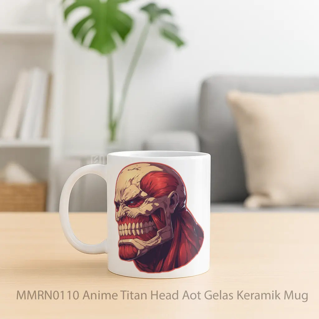 Anime Titan Head Aot Gelas Keramik Mug - Sudut 2