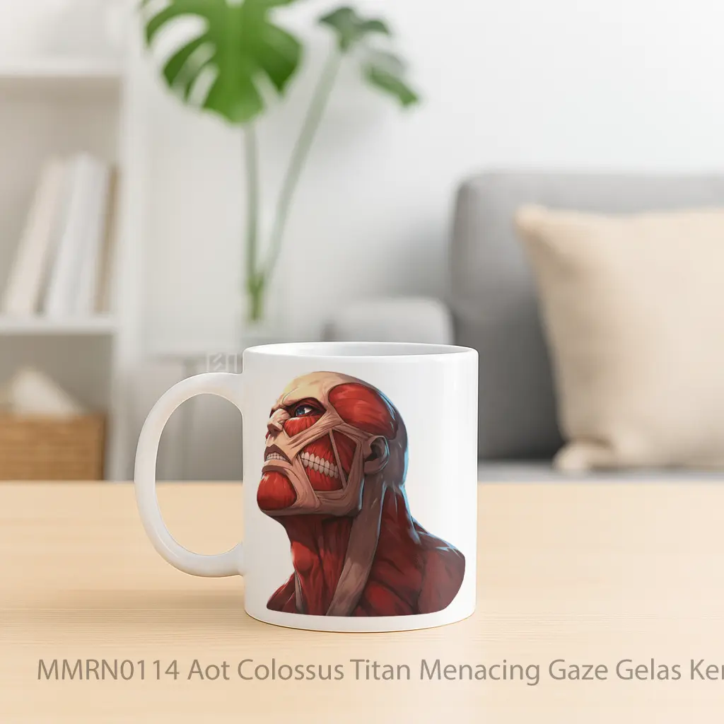 Aot Colossus Titan Menacing Gaze Gelas Keramik Mug - Sudut 2