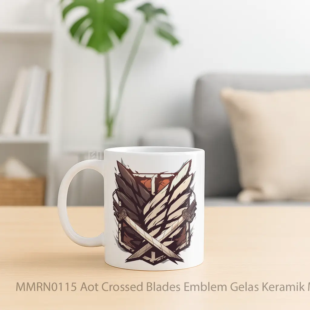 Aot Crossed Blades Emblem Gelas Keramik Mug - Sudut 2