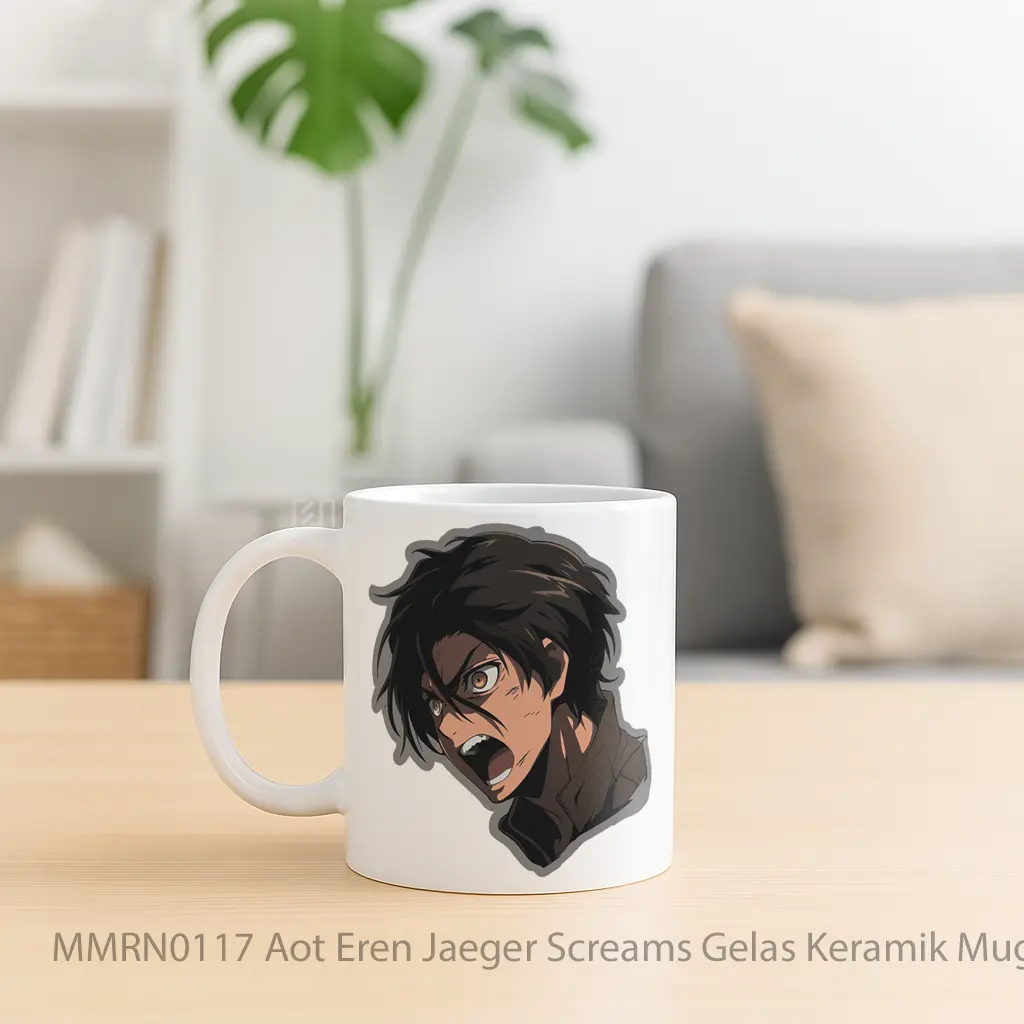 Aot Eren Jaeger Screams Gelas Keramik Mug - Sudut 2