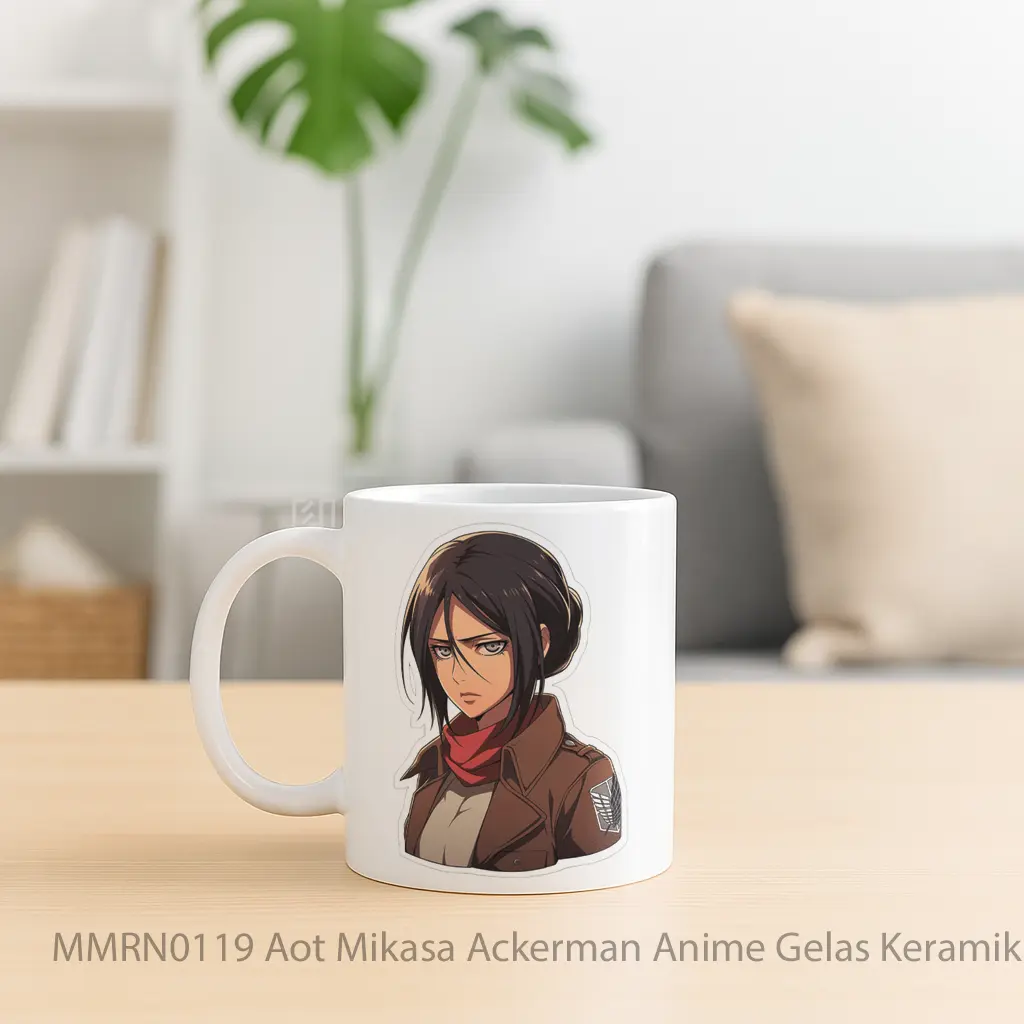 Aot Mikasa Ackerman Anime Gelas Keramik Mug - Sudut 2