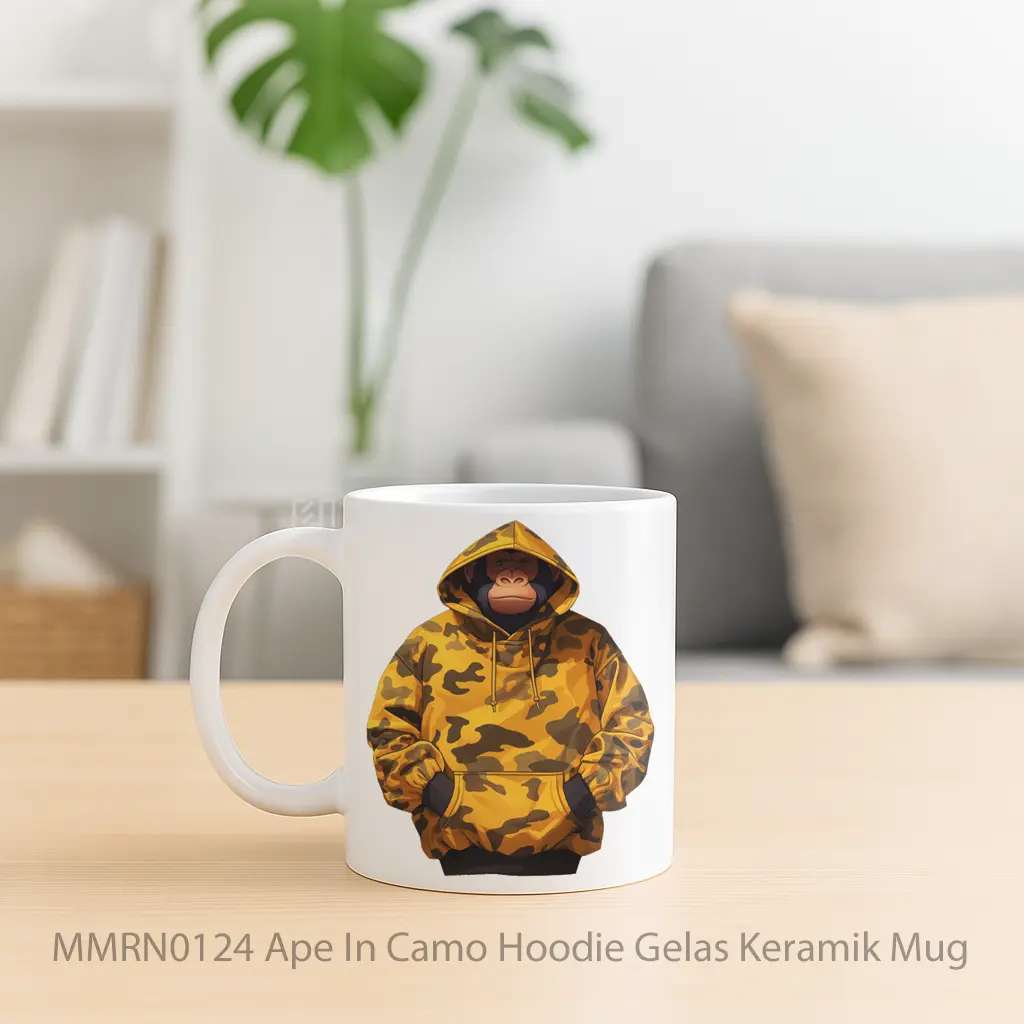Ape In Camo Hoodie Gelas Keramik Mug - Sudut 2